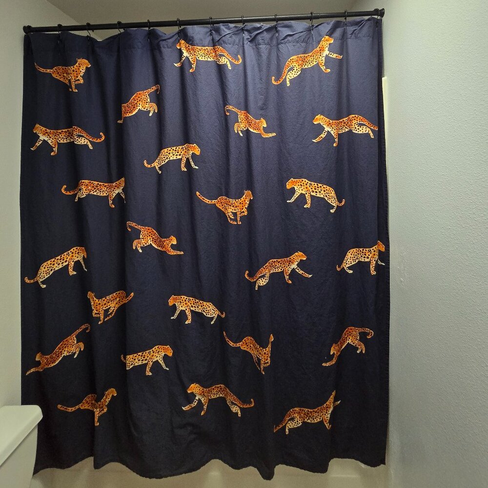 Anthropologie leopard organic cotton shower curtain - Picture 2 of 10